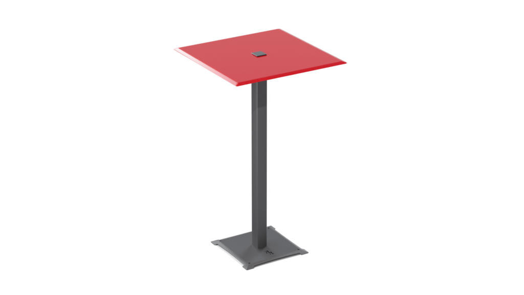 TABLE CARRE Originale Rouge rubis - perspectuve DOZ